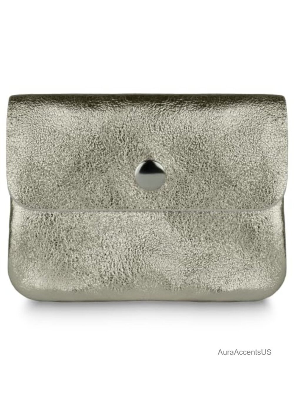 Genuine Metallic Suede Wallet for Women with Snap Closure & Zipper